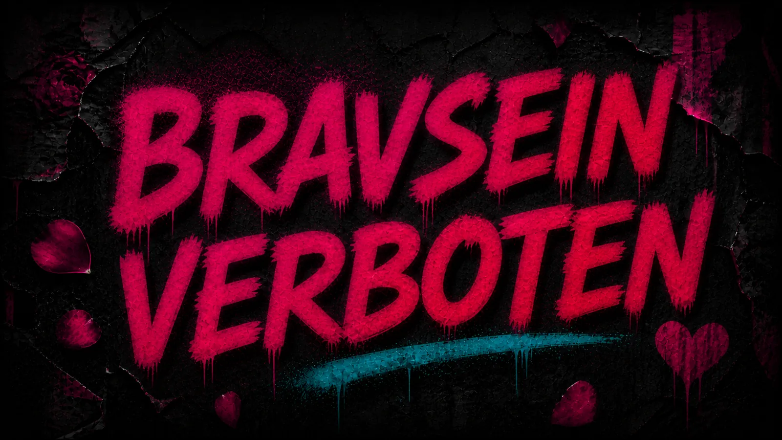 Urbane Wand bei Nacht in Magenta und Cyan